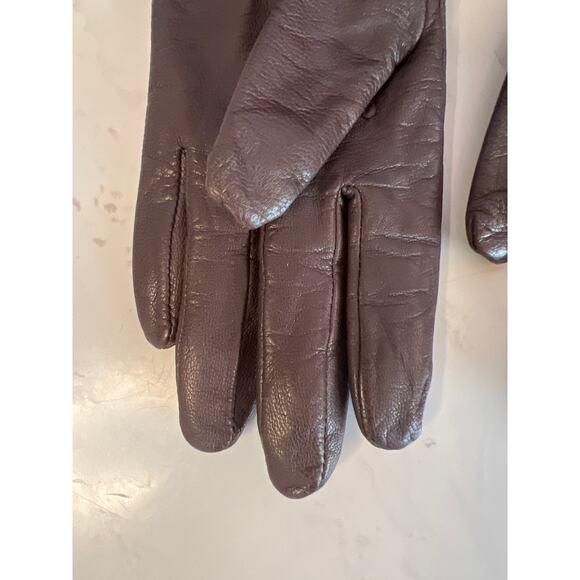 Wilsons Leather VINTAGE women dark brown gloves genuine rabbit fur cuffs Small - Picture 4 of 9